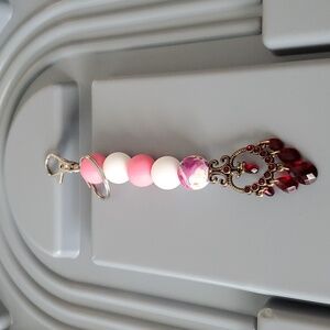 Silicone Key chain, Purse charm shades of pink jewel dangler